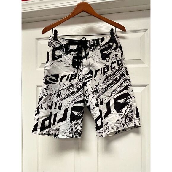 Rip Curl Black & White Graffiti Print Board Shorts Swim sz 30 - Picture 1 of 7